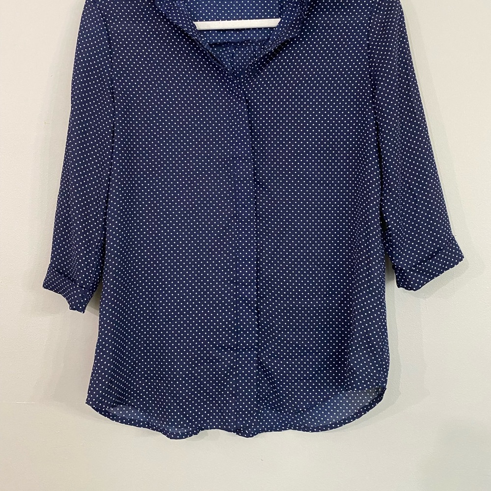 Casual polka dot blue button shirt size M - Picture 2 of 8